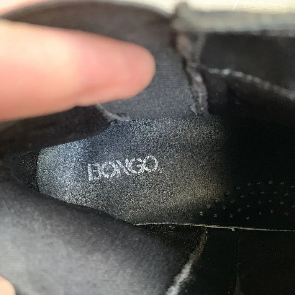 Bongo Kinsley Black Suede Zip Up Booties Sz 9 Boots Buckle